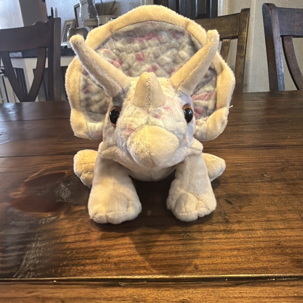 Wild‎ Republic Triceratops Dinosaur Plush Stuffed Animal Silver Purple & Tan 12"